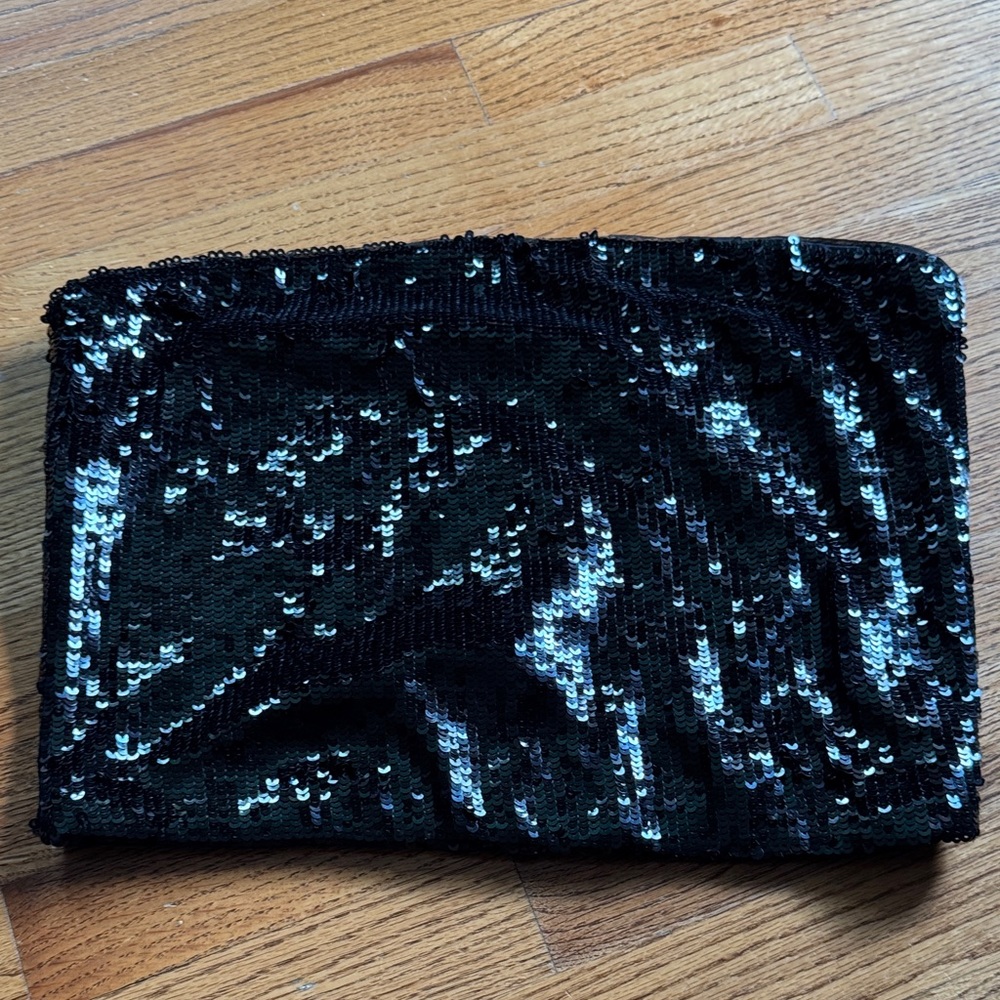 Alice and Olivia black sequin top